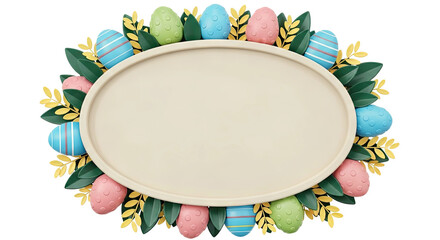 Easter Egg Border with Blank Oval Space