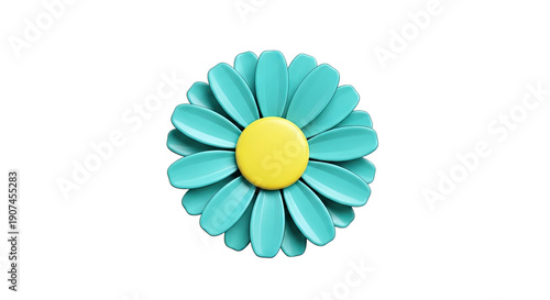 Wallpaper Mural Turquoise Daisy with Yellow Center Torontodigital.ca