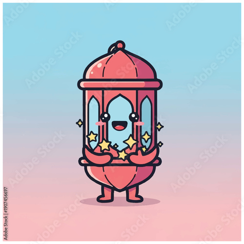 Cartoon Character in Pink Lantern Costume.