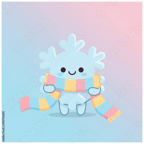 Cartoon Character with Flags and Scarf.