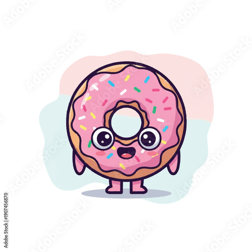 Wallpaper Mural Cartoon Donut Character with Pink Frosting Sprinkles 1. Torontodigital.ca