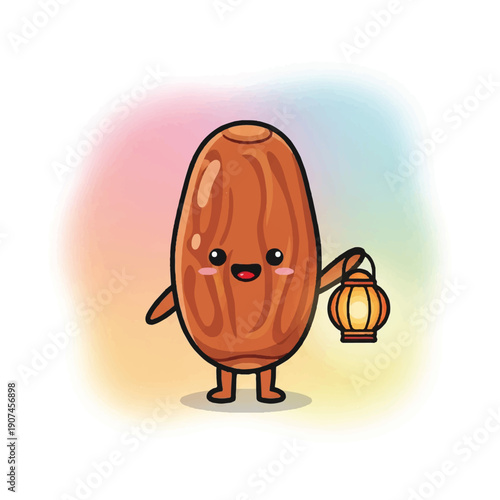 Cartoon Date Character Holding Lantern.