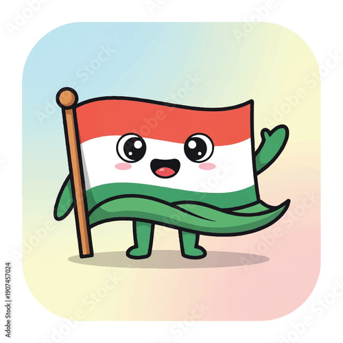 Cartoon Indian Flag Character Smiling.