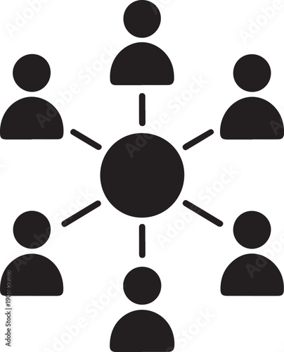 A central figure connected to multiple people in a network or team