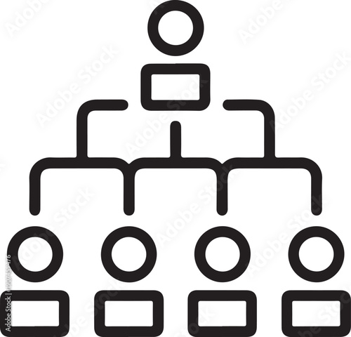 A hierarchical organizational chart with one superior and multiple subordinates