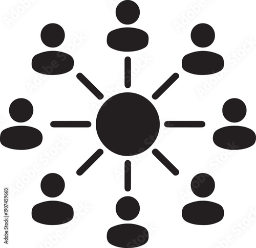A group of people connected to a central figure