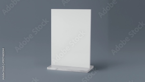 Transparent plastic and acrylic advertising menu holder, table holder, table top menu, card holder, photo frame for mockups and template design. 3d render illustration
