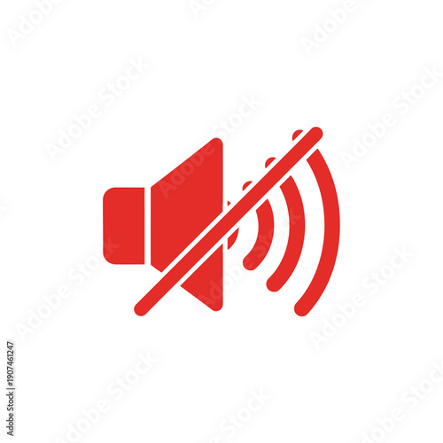 Red Mute Sound Off Icon Symbol for Digital Interface