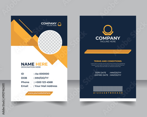Modern Business ID Card Template, Clean Corporate Layout, Fully Editable and Customizable Design, Professional Staff Badge for Company Branding
