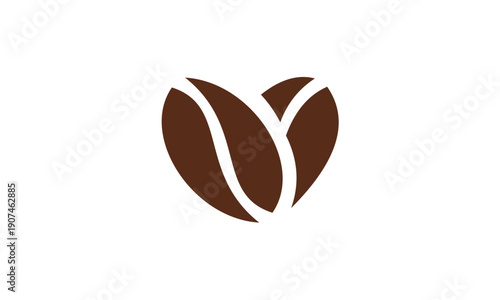 Heart-shaped coffee beans logo design for coffee shop.
