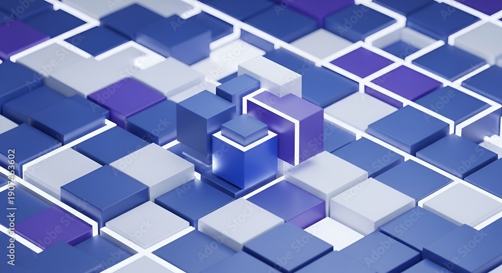Obraz premium abstract cubes background, digital art, 3d render, geometric pattern