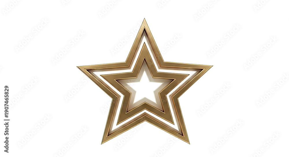 Obraz premium Three-dimensional gold star with glowing interior
