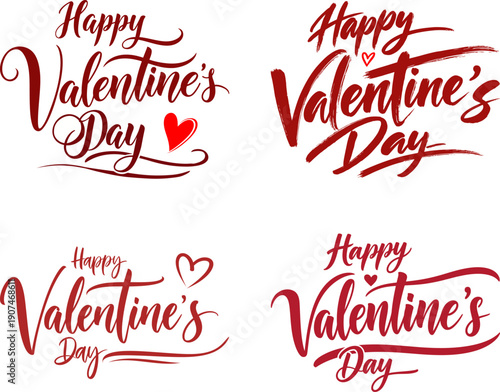 Happy Valentine's Day Calligraphy Lettering Set