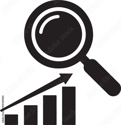 Business growth analysis and research icon 
Financial analysis of business loss. Magnifying glass over a falling chart