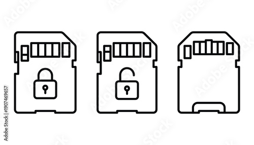 Memory card icon set vector illustration isolated on transparent background in simple style