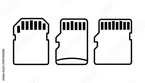 Memory card icon set vector illustration isolated on transparent background in simple style