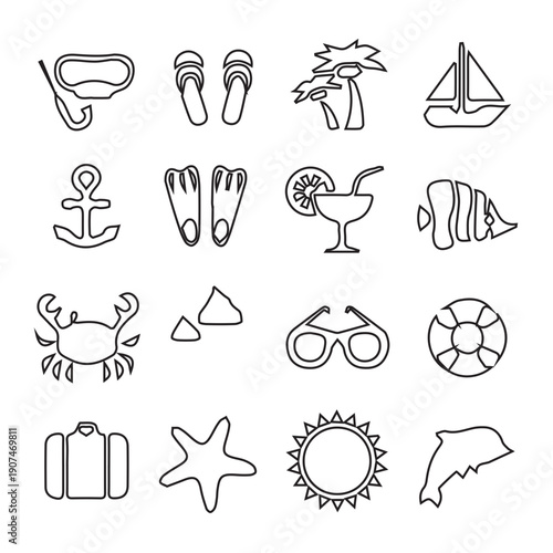 Summer vacation icons