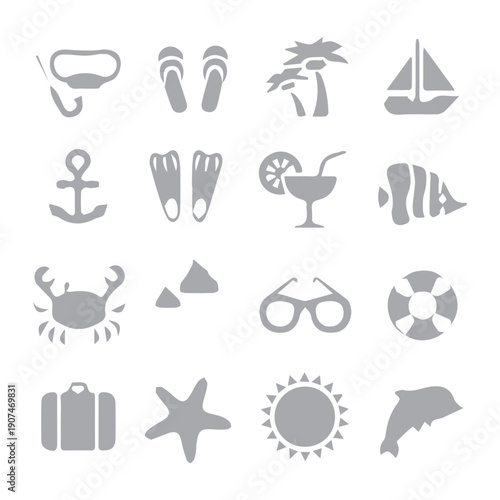 Summer Beach Vacation Icons