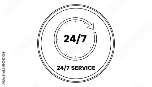 Twenty four seven hours service simple vector design on transparent backdrop