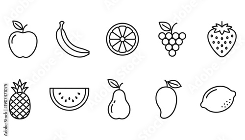 Various fruits assorted mix apple banana orange grape strawberry pineapple watermelon mango