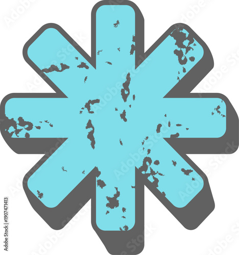 Distressed Star of Life Symbol Medical Emergency Vector Grunge Icon