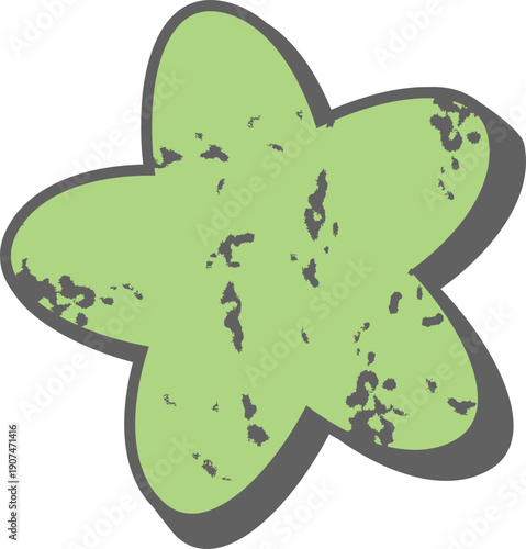 Distressed Green Grunge Star Badge Isolated Sticker Element