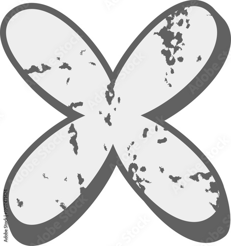 Distressed Gray X Mark Grunge Abstract Vector Symbol