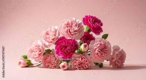 Pink and magenta carnation flowers arrangement