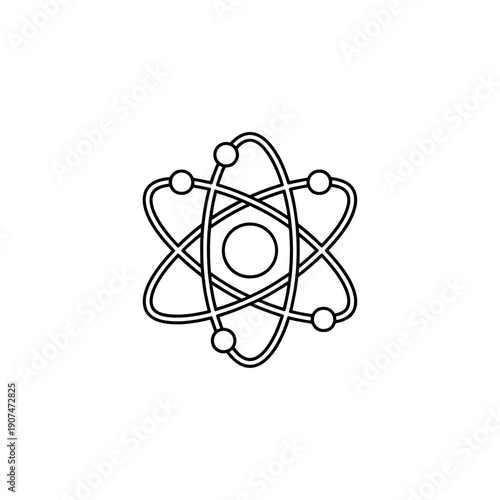 Science Atom Symbol Line Drawing Vector Illustration