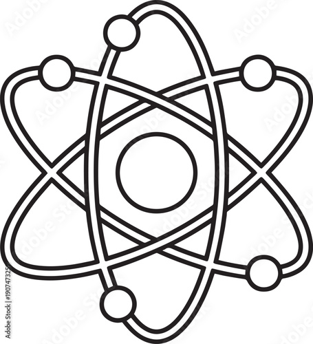 Atom Physics Science Symbol Outline Vector