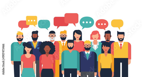 Diverse People Communication Flat Vector Illustration