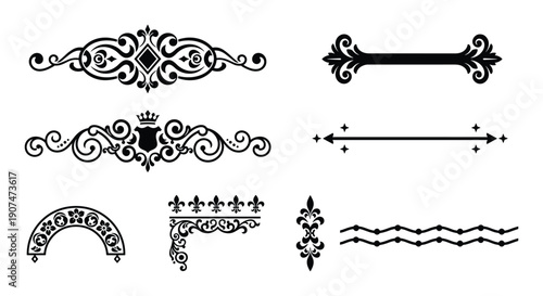 Collection of decorative ornaments isolated on transparency for vector design and web graphics