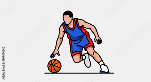 Professional basketball player in action dribbling ball