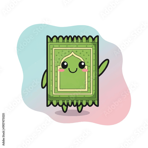 Cartoon Quran Book Character with Smiling Face.