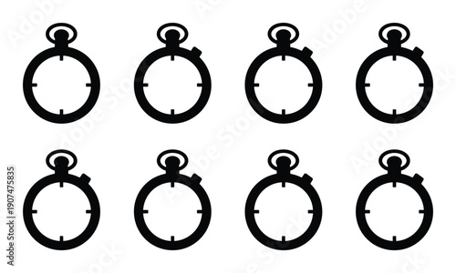 Stopwatch timer sport activity training speed countdown measure time isolated vector graphic illustration