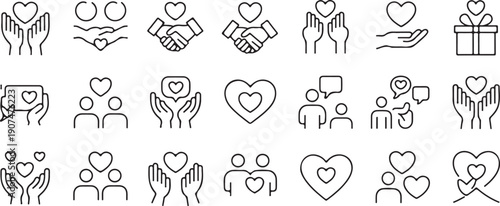 heart minimalism icons hand gesture care charity communication