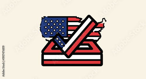 American flag design with checkmark on ballot box