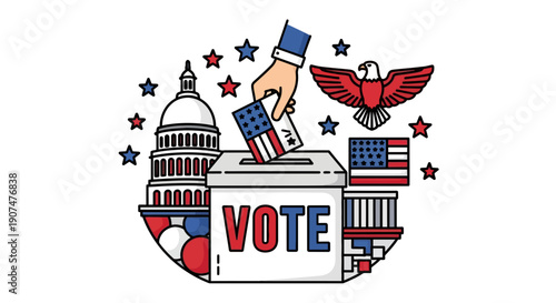 American citizen casting vote in democratic election process