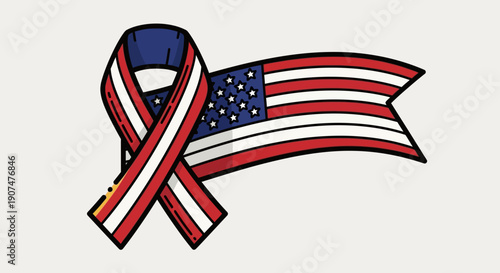 Vibrant American flag awareness ribbon symbolizing patriotism and support