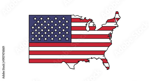 Vibrant American flag design covering United States map