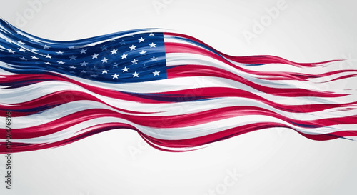 Vibrant American flag waving with dynamic brush strokes
