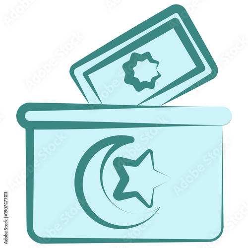 Charity Box Dual Tone Icon Mini Illustration, Use For Modern Concept, Print, Ui, Ux Kit, Web And App Development. Vector Related To Ramadan, Eid Al-Fitr, Eid Al-Adha And More