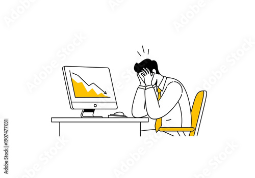 Stressed Businessman Facing Financial Loss Illustration