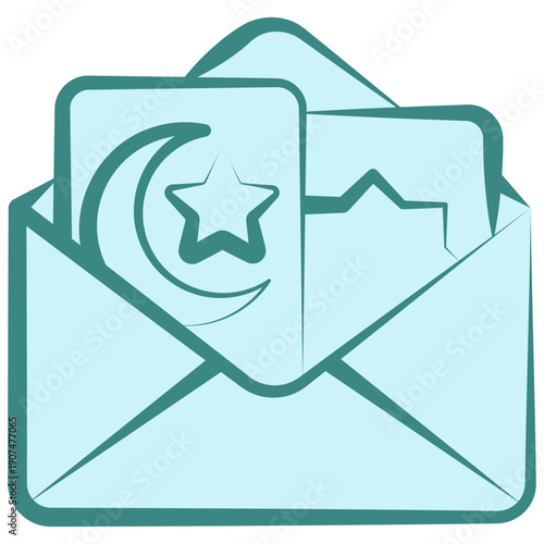 Eid Envelope Dual Tone Icon Mini Illustration, Use For Modern Concept, Print, Ui, Ux Kit, Web And App Development. Vector Related To Ramadan, Eid Al-Fitr, Eid Al-Adha And More