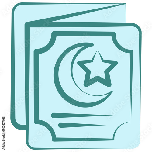 Greeting Card Dual Tone Icon Mini Illustration, Use For Modern Concept, Print, Ui, Ux Kit, Web And App Development. Vector Related To Ramadan, Eid Al-Fitr, Eid Al-Adha And More