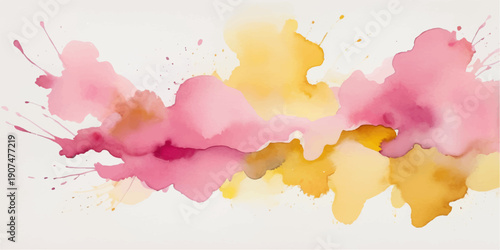 Colorful abstract watercolor background vector illustration featuring artistic paint splashes and ink textures with pink brush strokes on paper