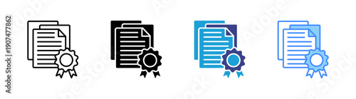 Certification  icon set multiple style collection