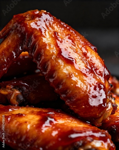 Delicious glazed chicken wings on a plate