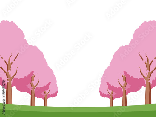 桜, 春, さくら, 花, サクラ, 花びら, 花見, 風景, イラスト, ピンク, 満開, 木, ベクター, 背景