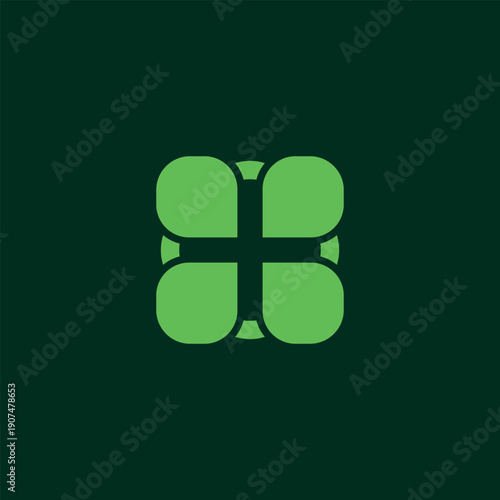 Green Abstract Clover Technology Logo